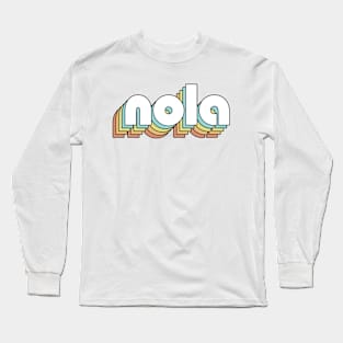 Nola - Retro Rainbow Typography Faded Style Long Sleeve T-Shirt